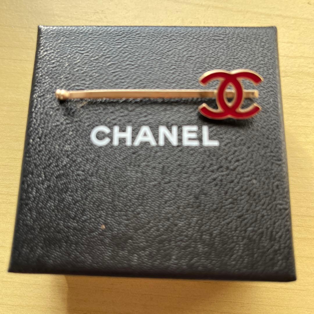 正規品シャネル　ココマーク　ヘアピン　レッド