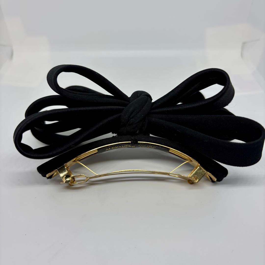 【良品】アレクサンドルドゥパリ バレッタ 重ねリボン 黒 ブラック