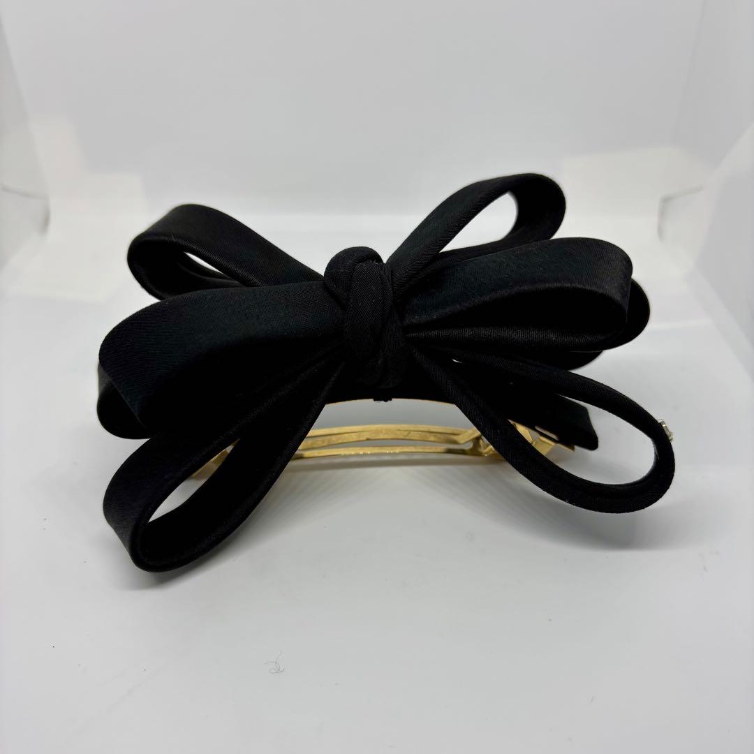 【良品】アレクサンドルドゥパリ バレッタ 重ねリボン 黒 ブラック