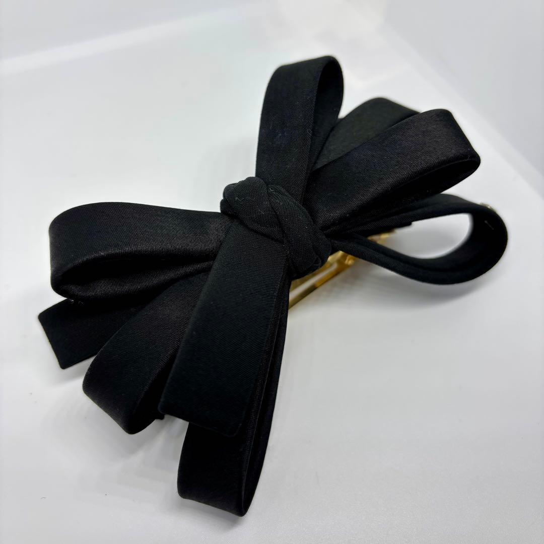【良品】アレクサンドルドゥパリ バレッタ 重ねリボン 黒 ブラック