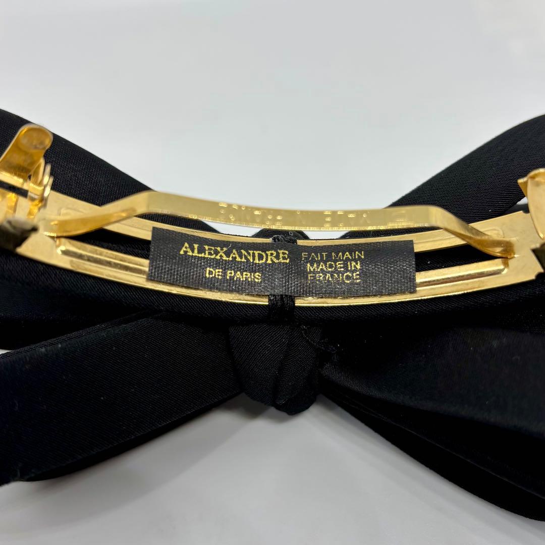 【良品】アレクサンドルドゥパリ バレッタ 重ねリボン 黒 ブラック