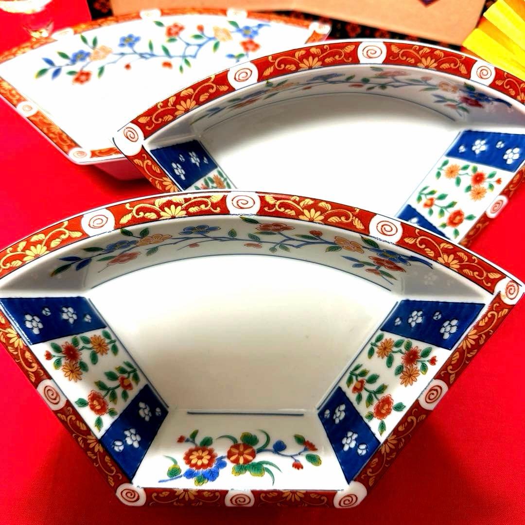 蘭子❀.*・゜ たち吉赤絵金彩角皿　庫山窯羽子板皿　No.4-24