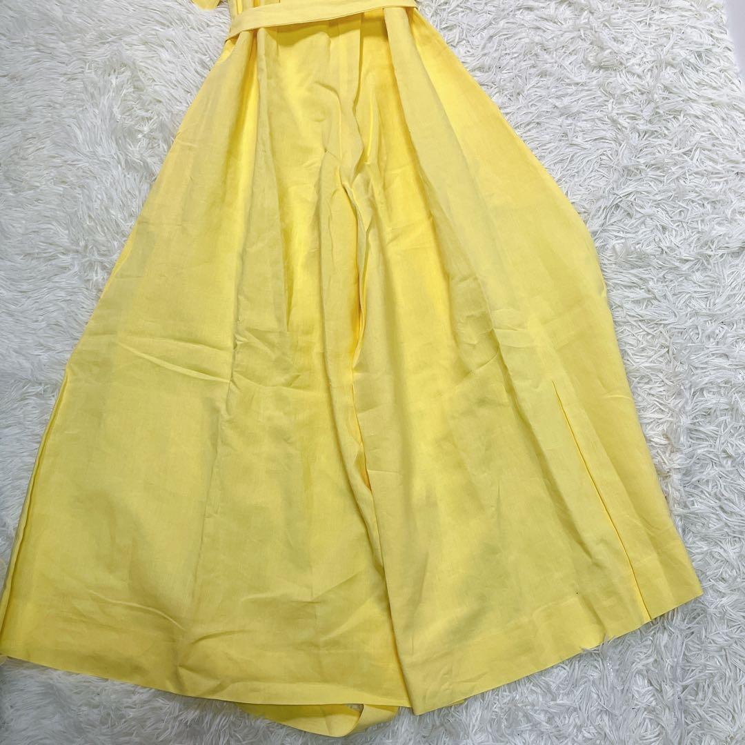 美品　マイラン　コンビネゾン　オールインワン　リネン　黄色