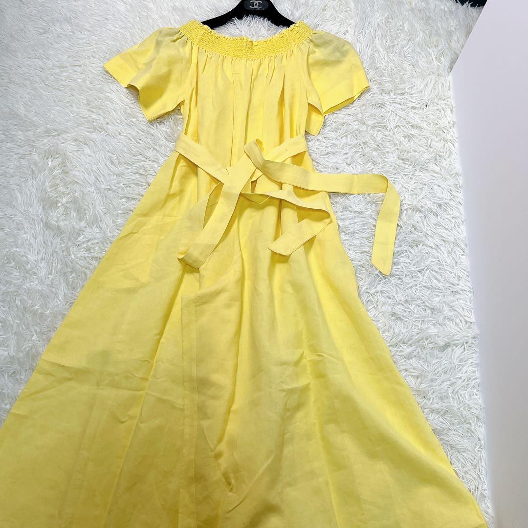 美品　マイラン　コンビネゾン　オールインワン　リネン　黄色