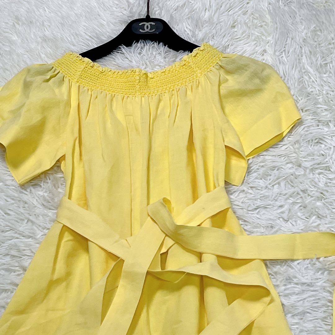 美品　マイラン　コンビネゾン　オールインワン　リネン　黄色