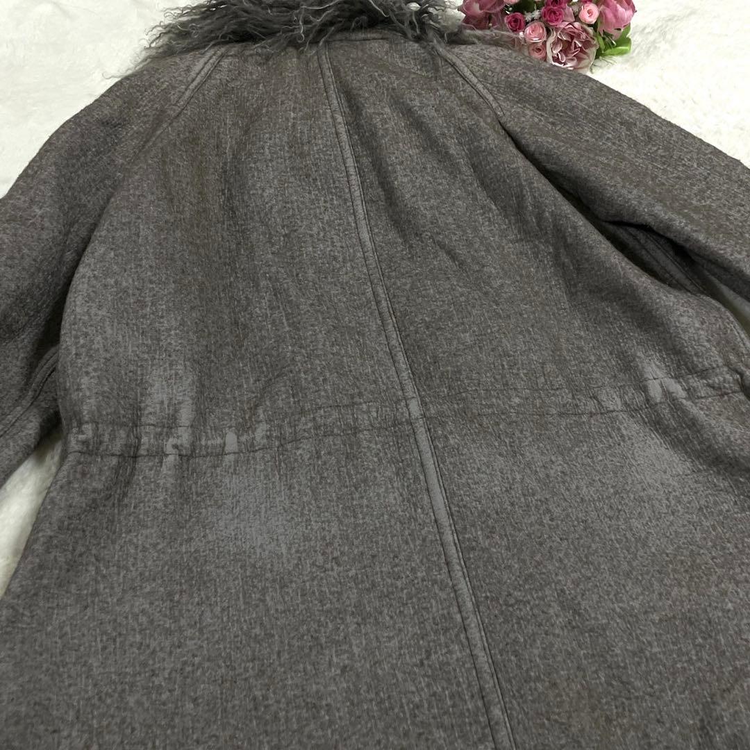 希少● ブルネロクチネリ ロングコート ファー ムートン 切替 ウール グレー