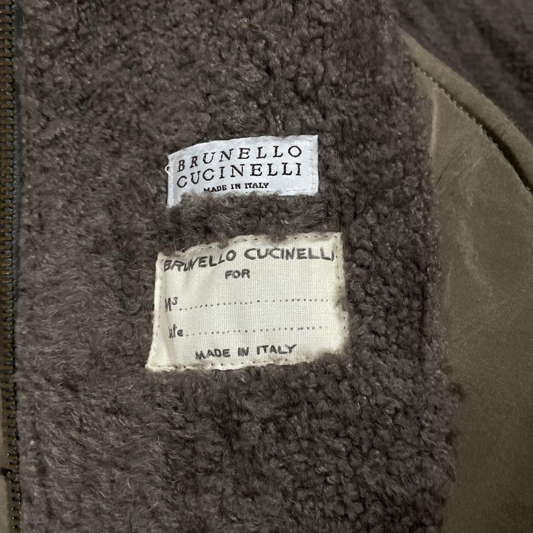 希少● ブルネロクチネリ ロングコート ファー ムートン 切替 ウール グレー