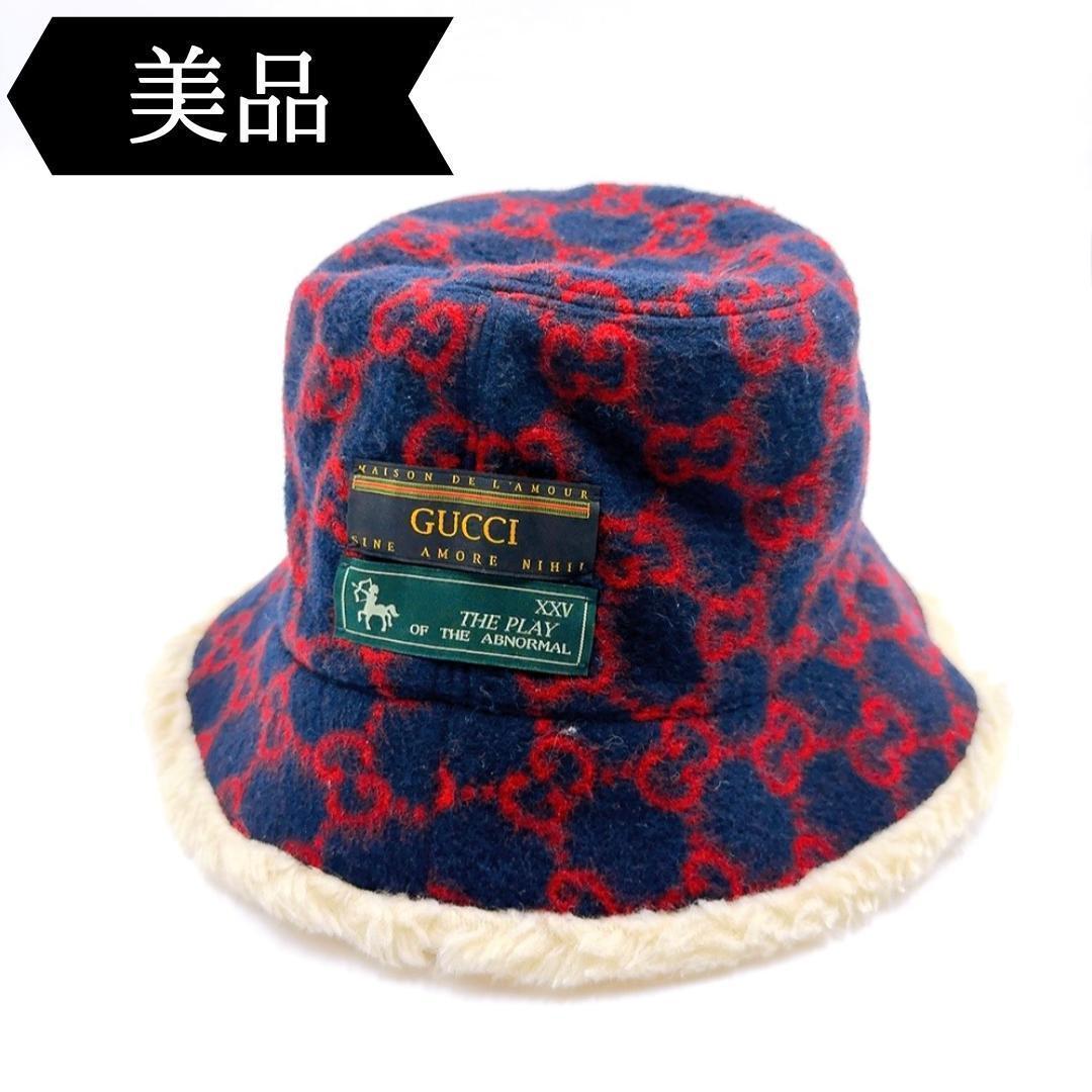 ◇グッチ◇ウール×ナイロン/GG/M/ハット/帽子/ブランド