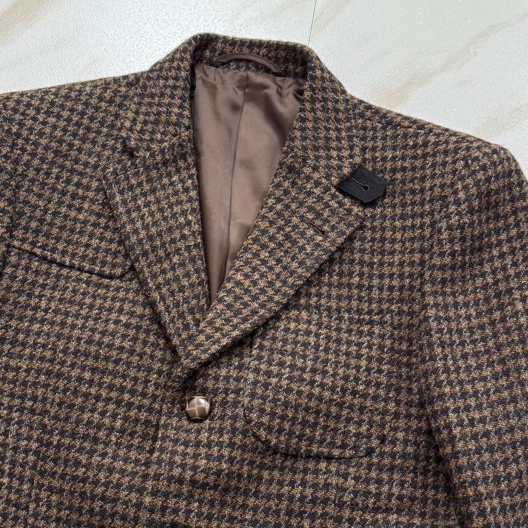 ハリスツイード テーラードジャケット エルボーパッチ 胡桃ボタン L