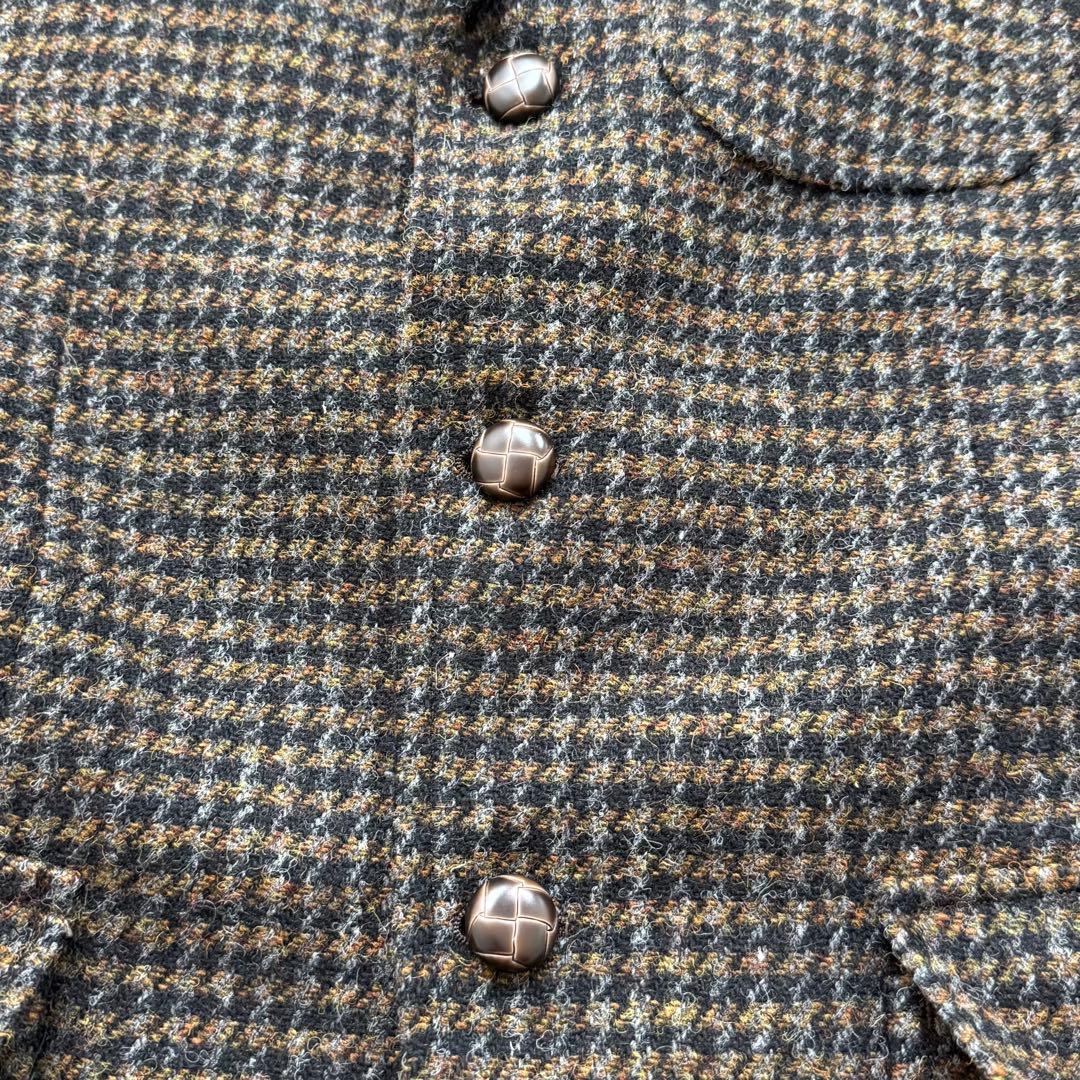 ハリスツイード テーラードジャケット エルボーパッチ 胡桃ボタン L