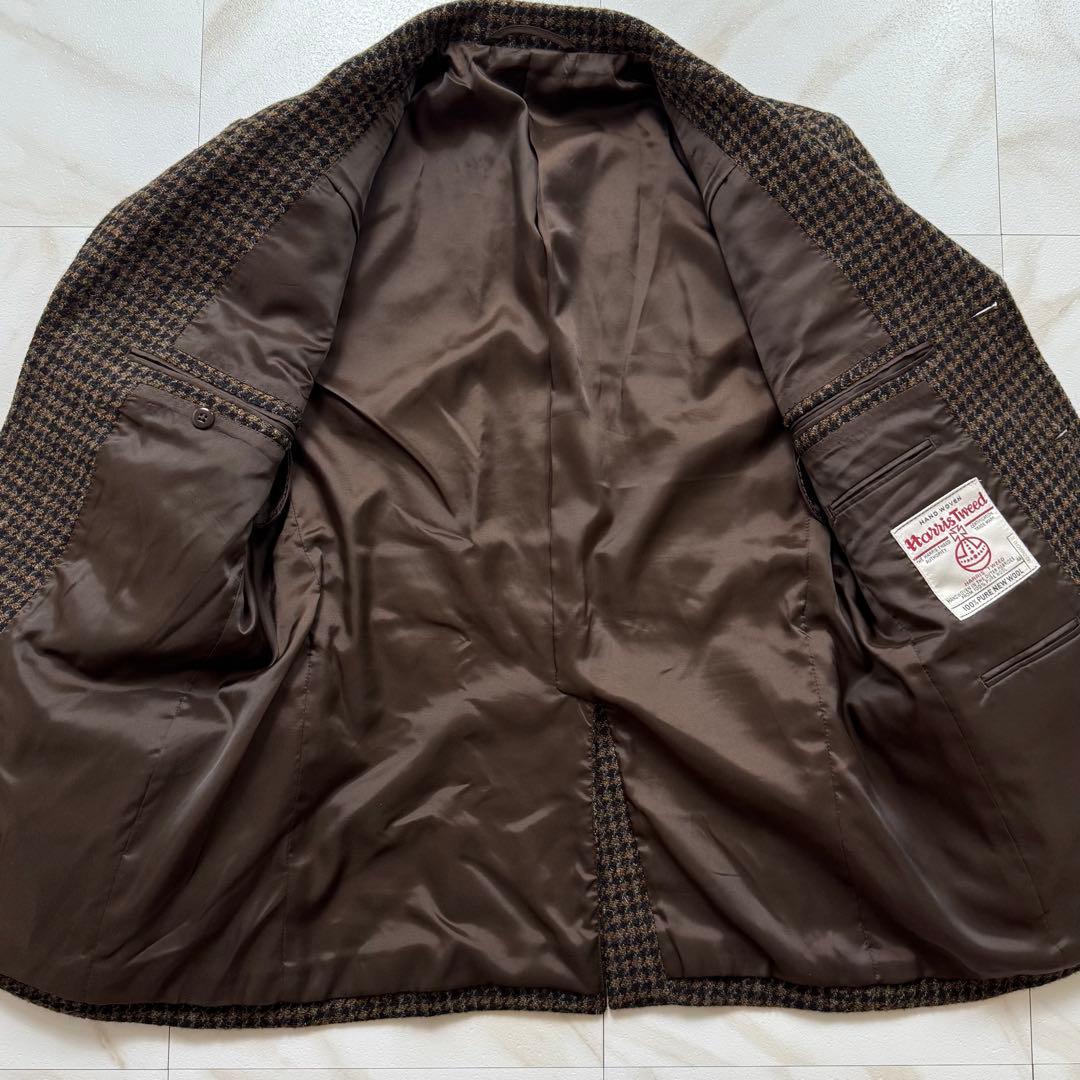 ハリスツイード テーラードジャケット エルボーパッチ 胡桃ボタン L