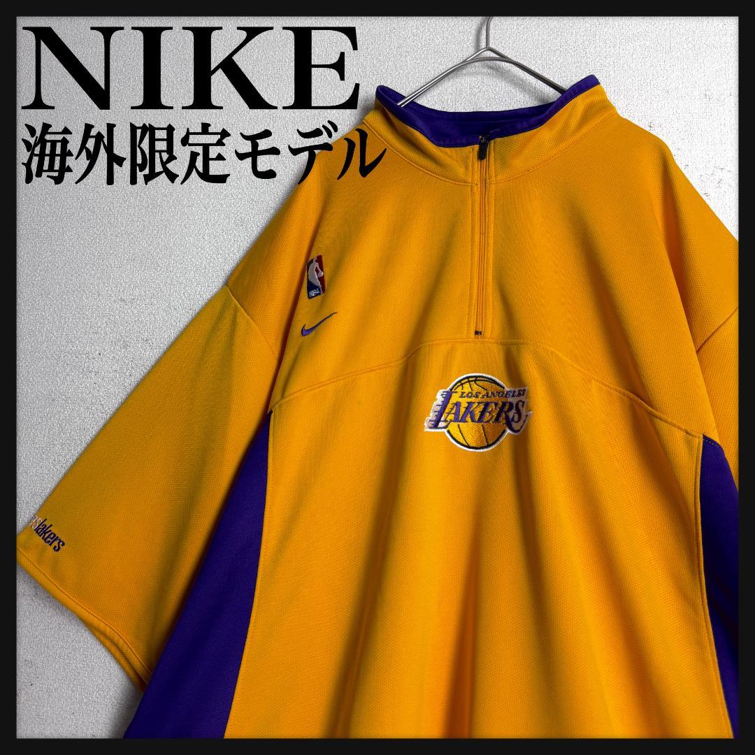 【海外限定☆2XLサイズ☆レイカーズ】ナイキ NBA刺繍ウォームアップTシャツ