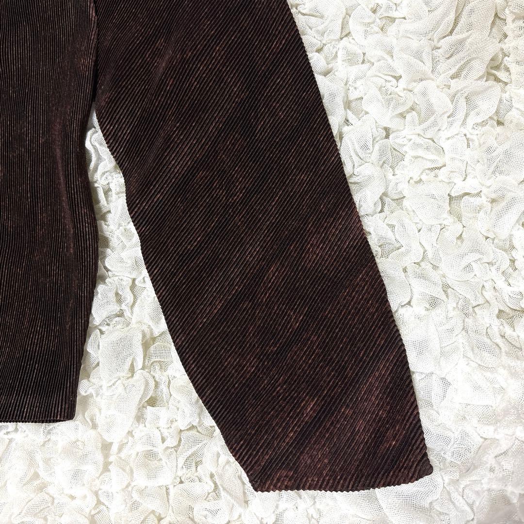 【美品】 プリーツプリーツ 長袖 ハイネック トップス ゆったり ストライプ