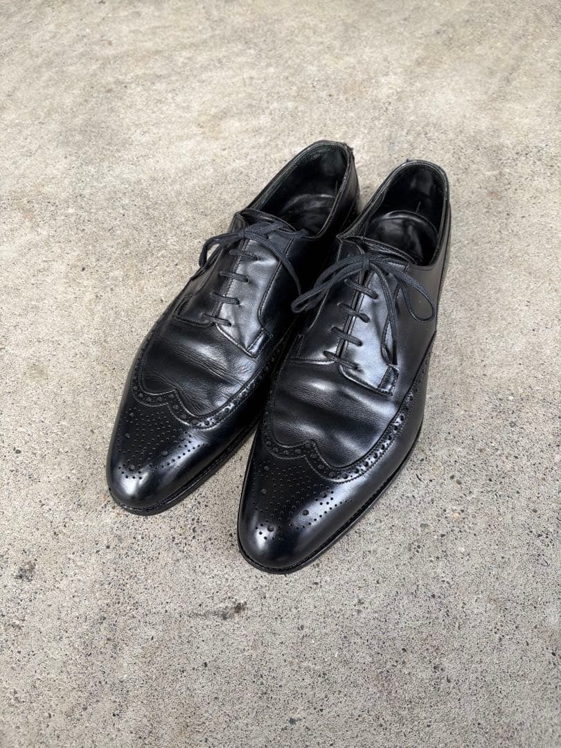 クロケット&ジョーンズ　ブラックレザーウィングチップシューズ　uk8E
