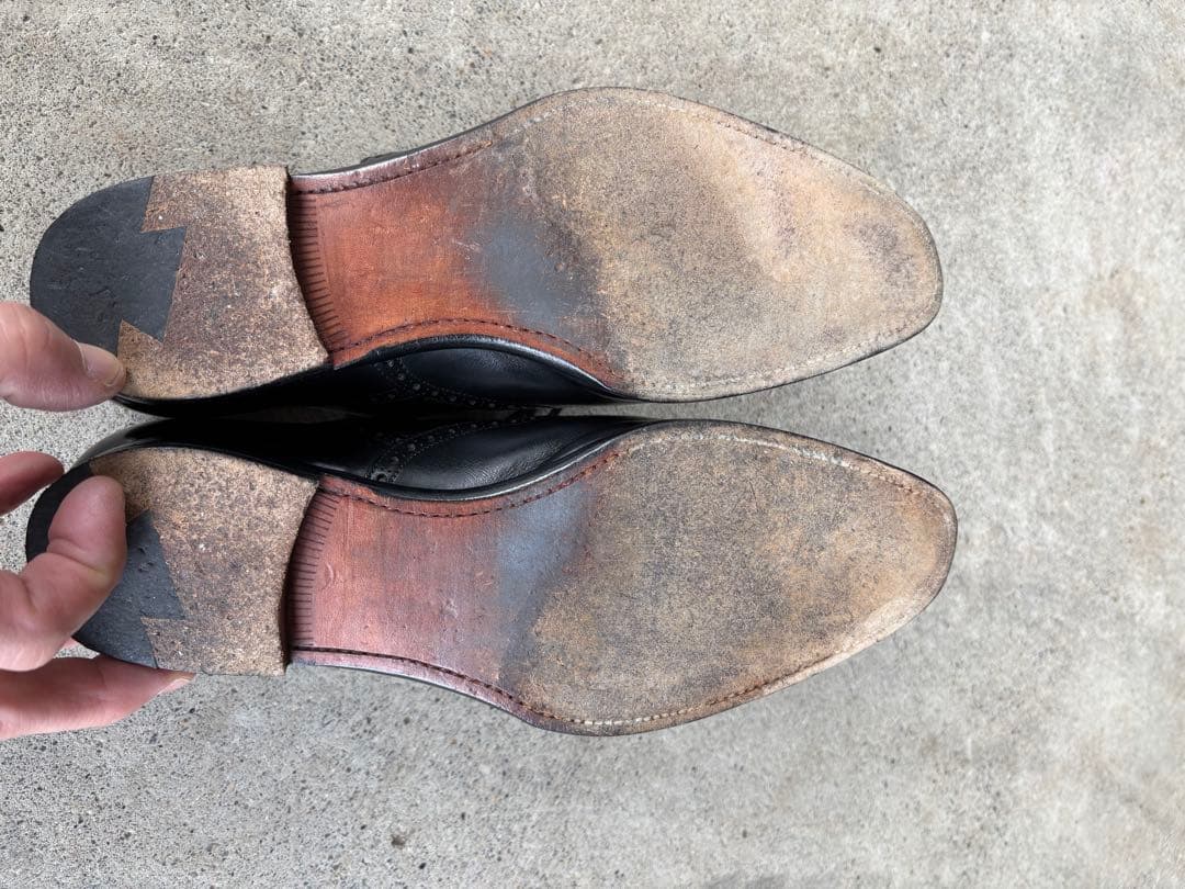 クロケット&ジョーンズ　ブラックレザーウィングチップシューズ　uk8E