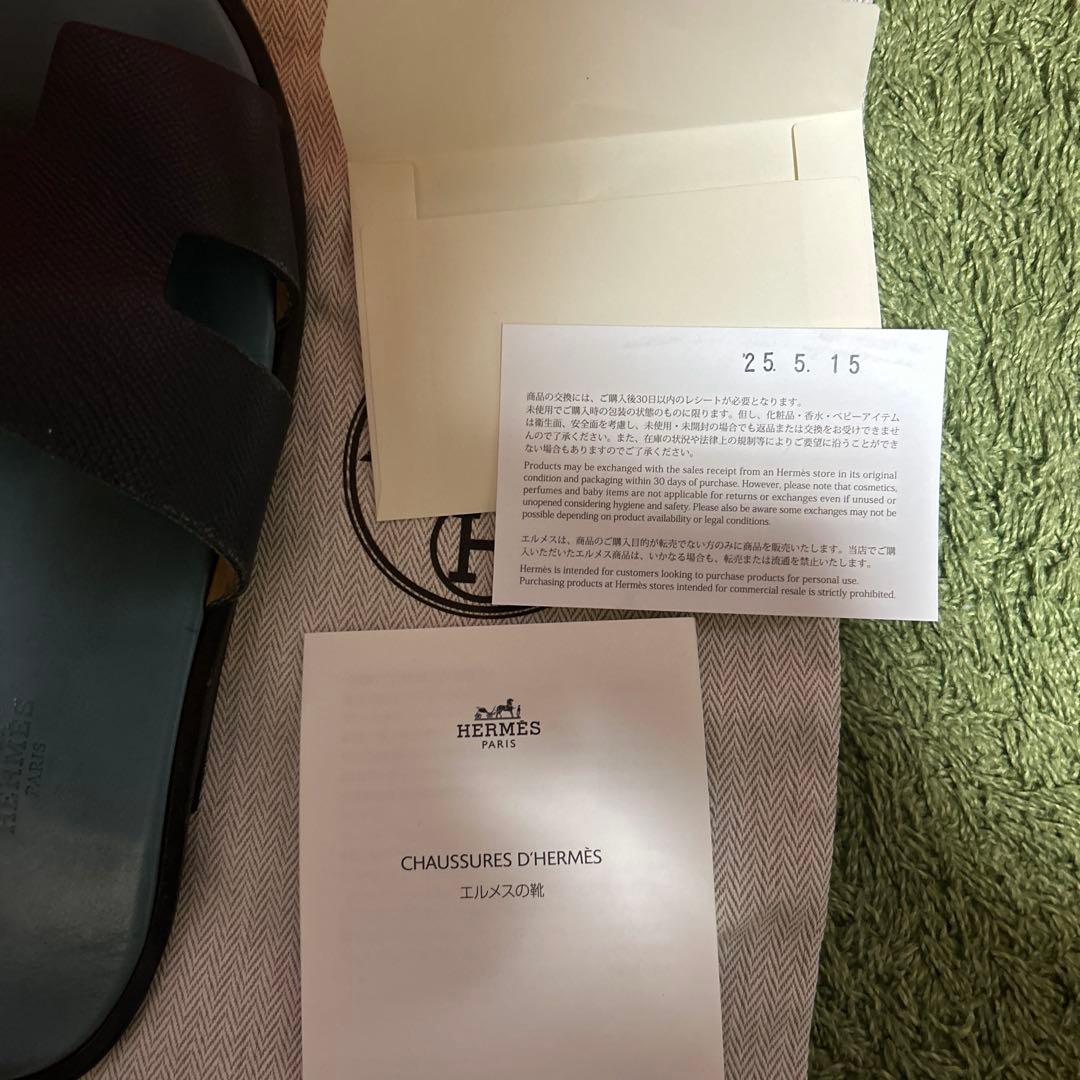 HERMES ネイビー レザーサンダル