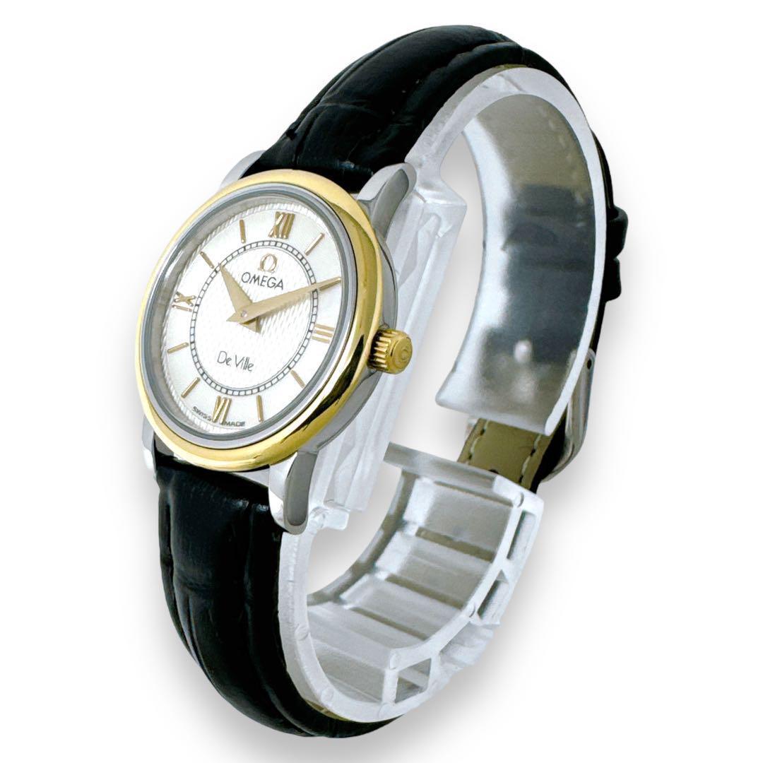 オメガ デビル プレステージ コンビ 革ベルト クオーツ レディース 時計 稼働