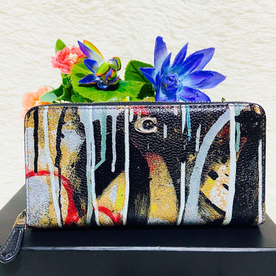 本革✨COACH✨コーチ✨MINT + SERF✨財布✨ラウンドファスナー✨総柄