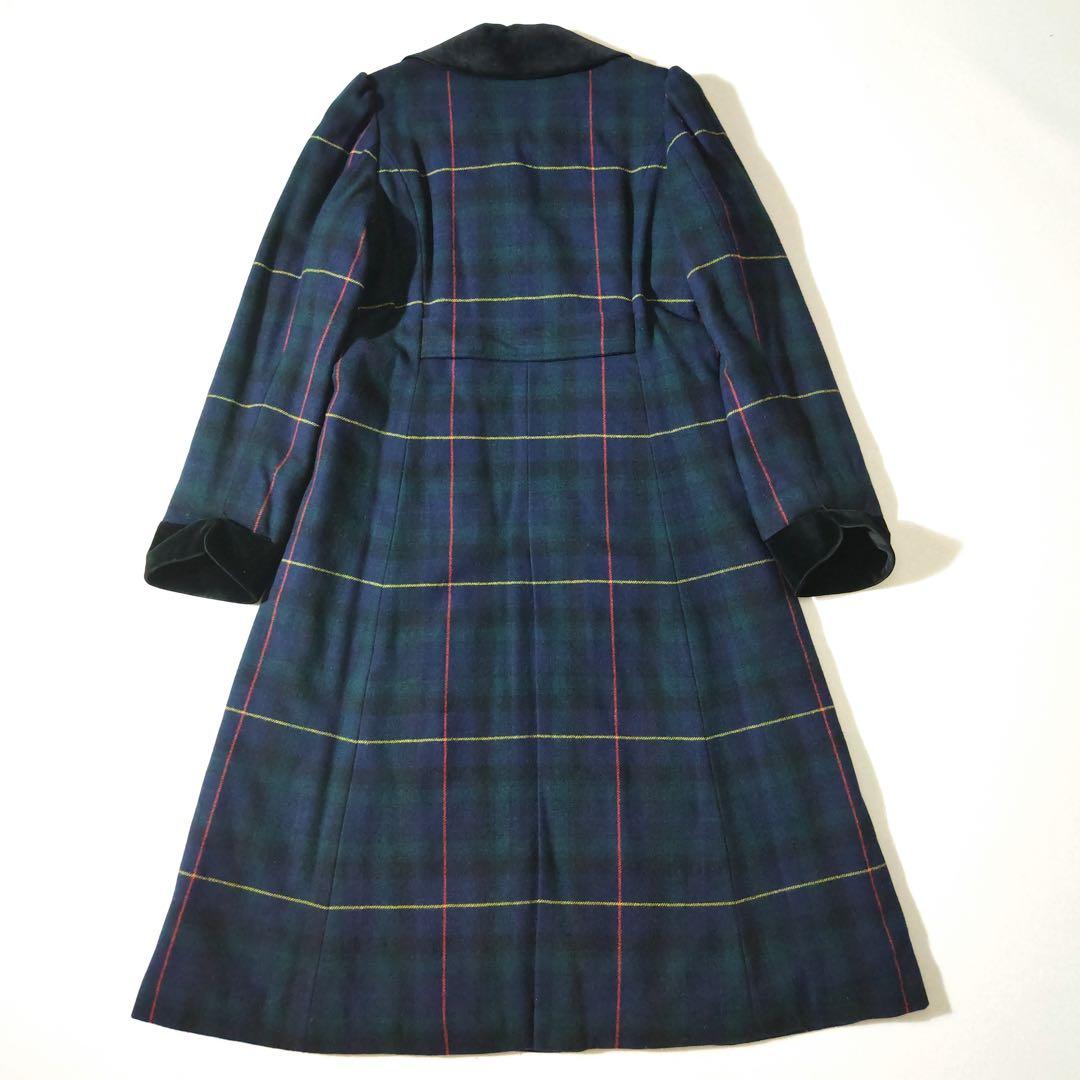 ラルフローレン　チェスターコート　金ボタン　チェック柄　深緑　裏地キルティング