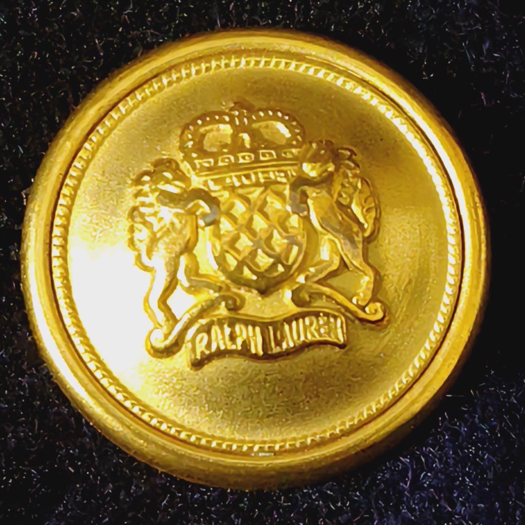 ラルフローレン　チェスターコート　金ボタン　チェック柄　深緑　裏地キルティング