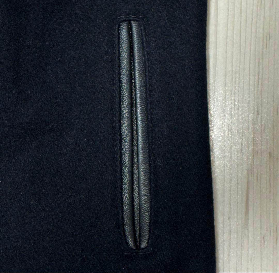 34 良品 Schott 769N ライダースPコート 黒 銀 ライダースコート