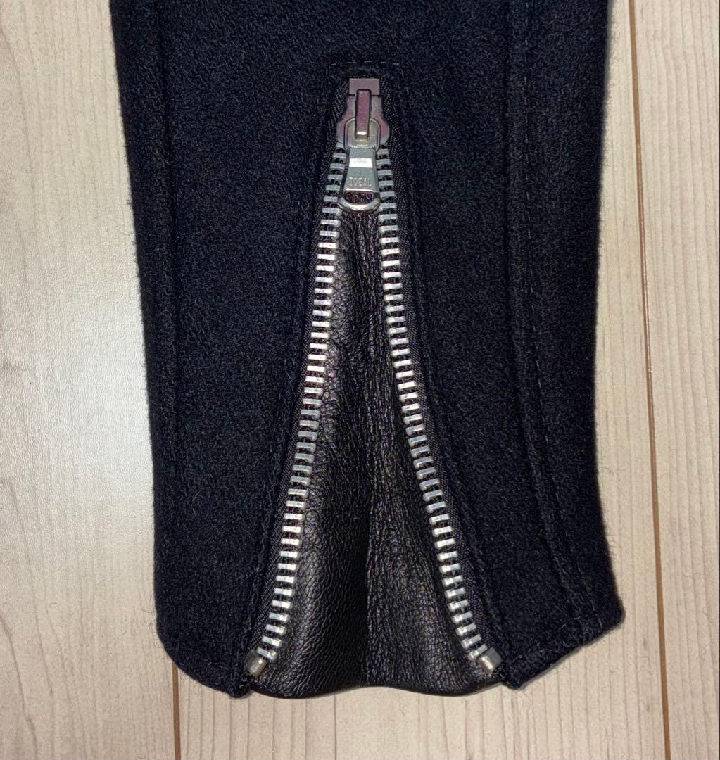 34 良品 Schott 769N ライダースPコート 黒 銀 ライダースコート