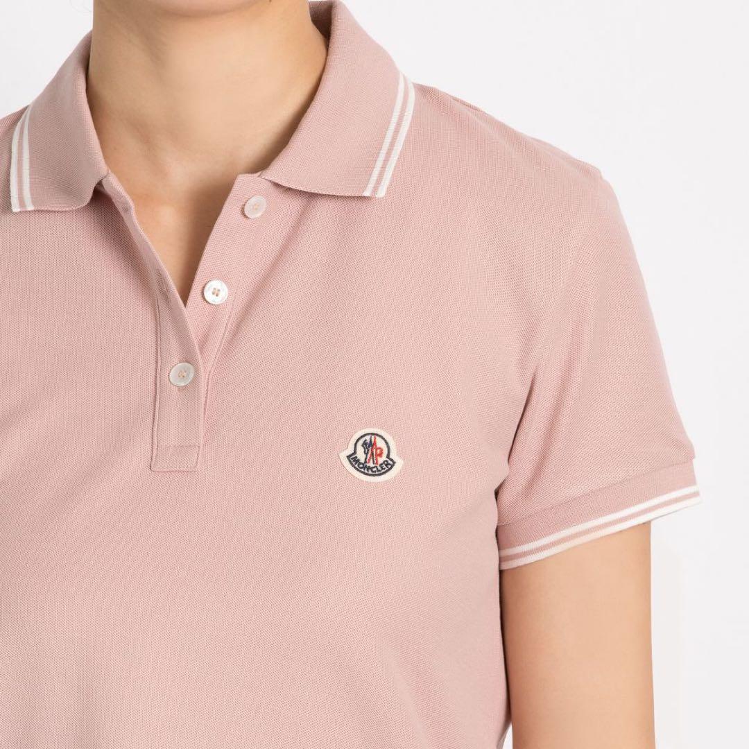 MONCLER ポロシャツ ロゴワッペン モンクレール くすみピンク XS