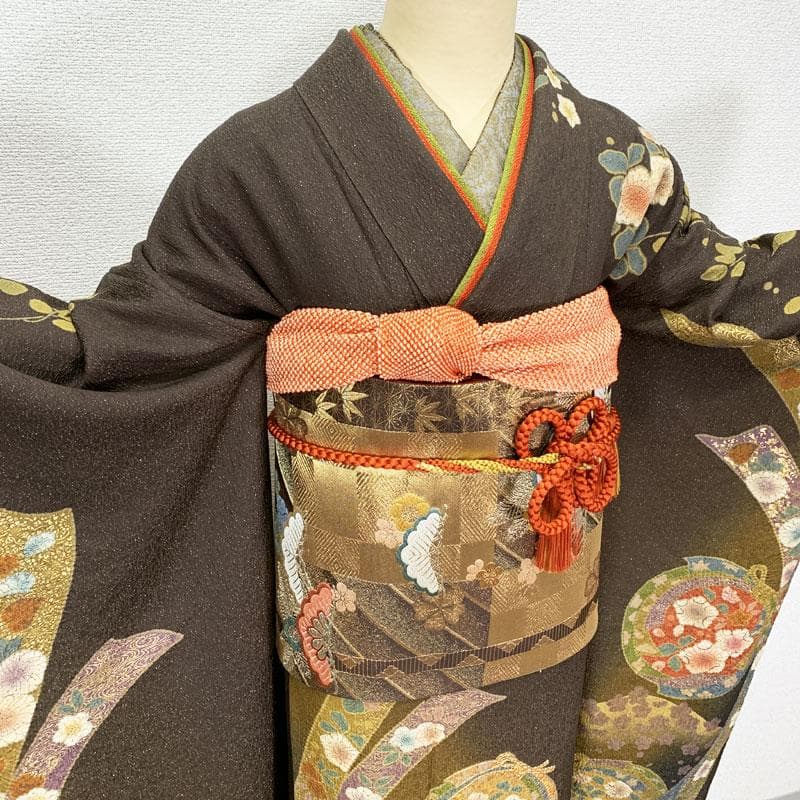 510z23☆振袖 金通し 高身長な方にも 古典柄 辻が花☆美品 成人式 結婚式