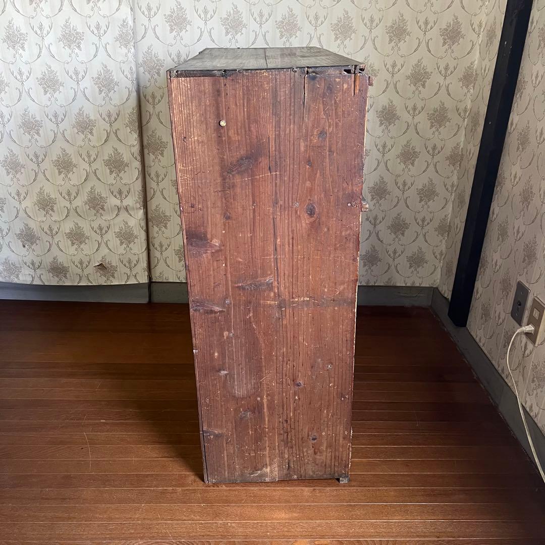 【ジャンク】昭和レトロ 木製 水屋箪笥 小箪笥 引き戸 引き出し 古民家 古家具