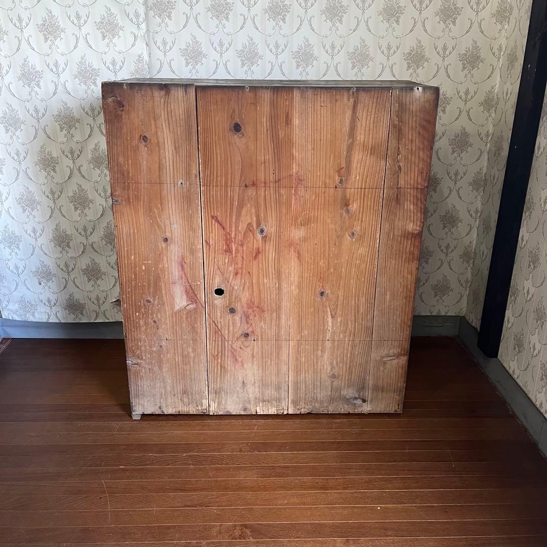 【ジャンク】昭和レトロ 木製 水屋箪笥 小箪笥 引き戸 引き出し 古民家 古家具