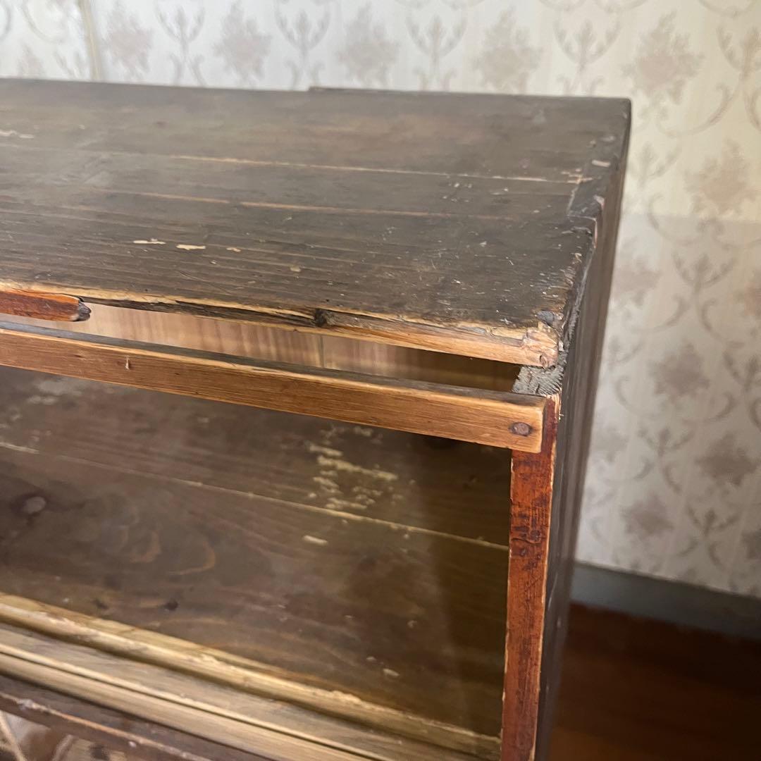 【ジャンク】昭和レトロ 木製 水屋箪笥 小箪笥 引き戸 引き出し 古民家 古家具