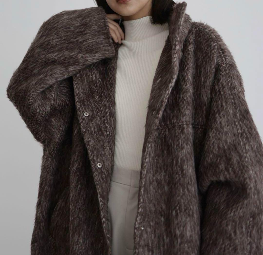 hellam 同型　シャギースタンドカラーコート　新品　ブラウン