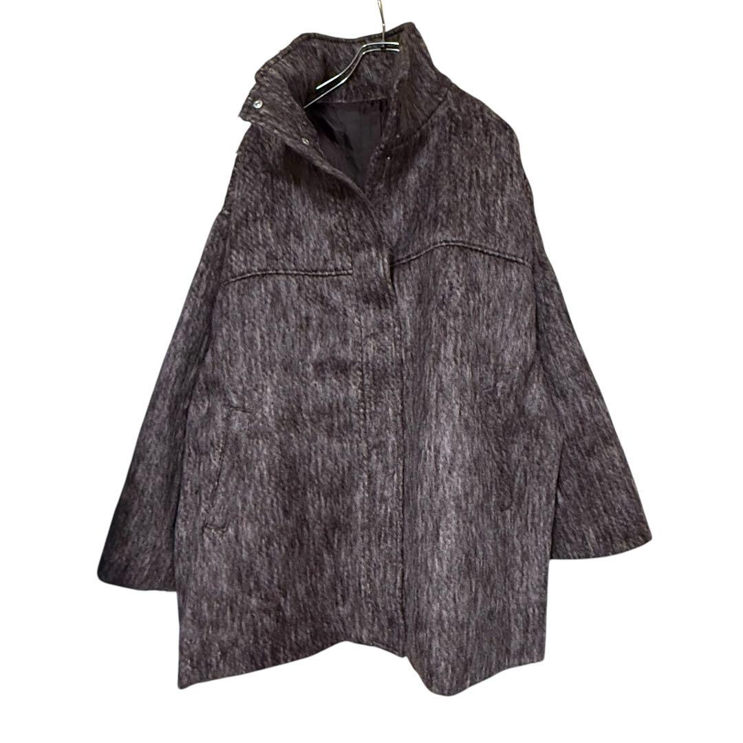 hellam 同型　シャギースタンドカラーコート　新品　ブラウン