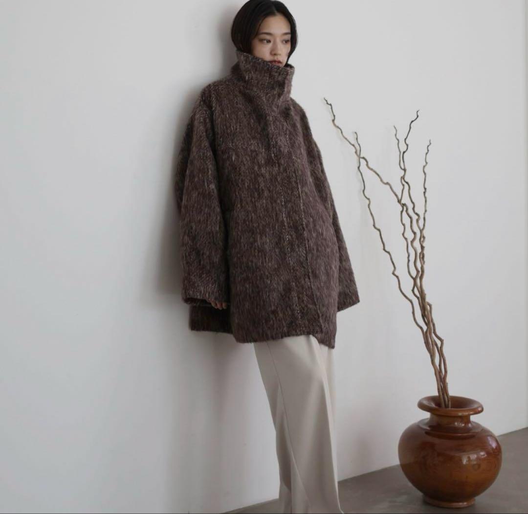 hellam 同型　シャギースタンドカラーコート　新品　ブラウン