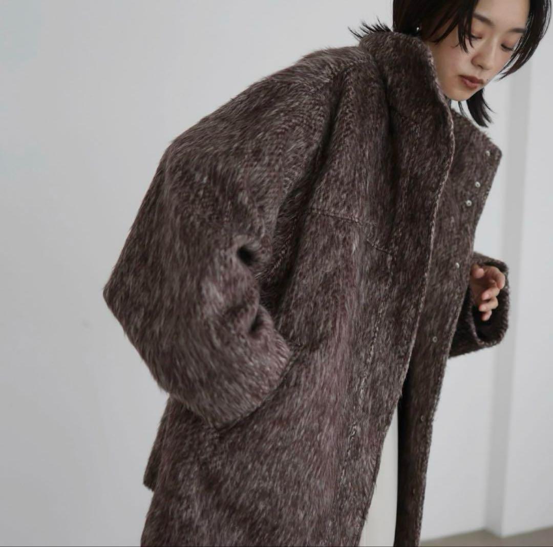 hellam 同型　シャギースタンドカラーコート　新品　ブラウン