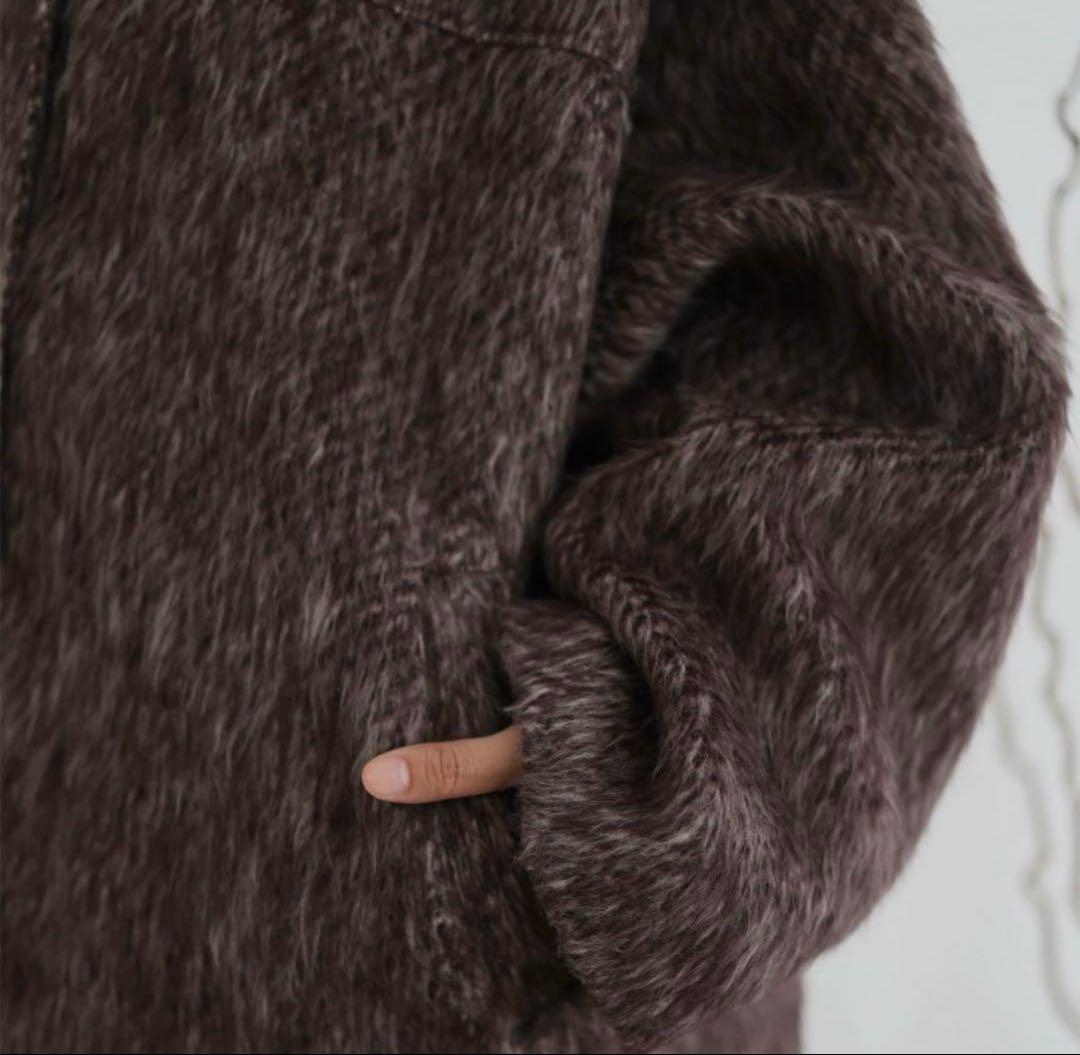 hellam 同型　シャギースタンドカラーコート　新品　ブラウン