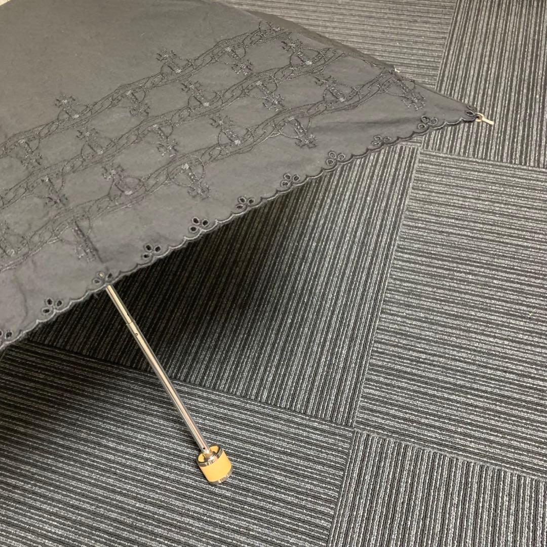 ヴィヴィアンウエストウッド♡オーブ刺繍入り折りたたみ日傘♡ブラック♡UV加工