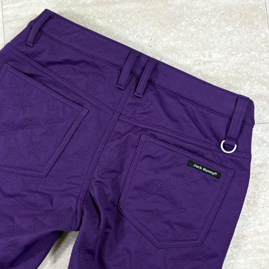 新品【ジャックバニー】ロングパンツ　1サイズ　裏起毛　秋冬　星柄　パープル