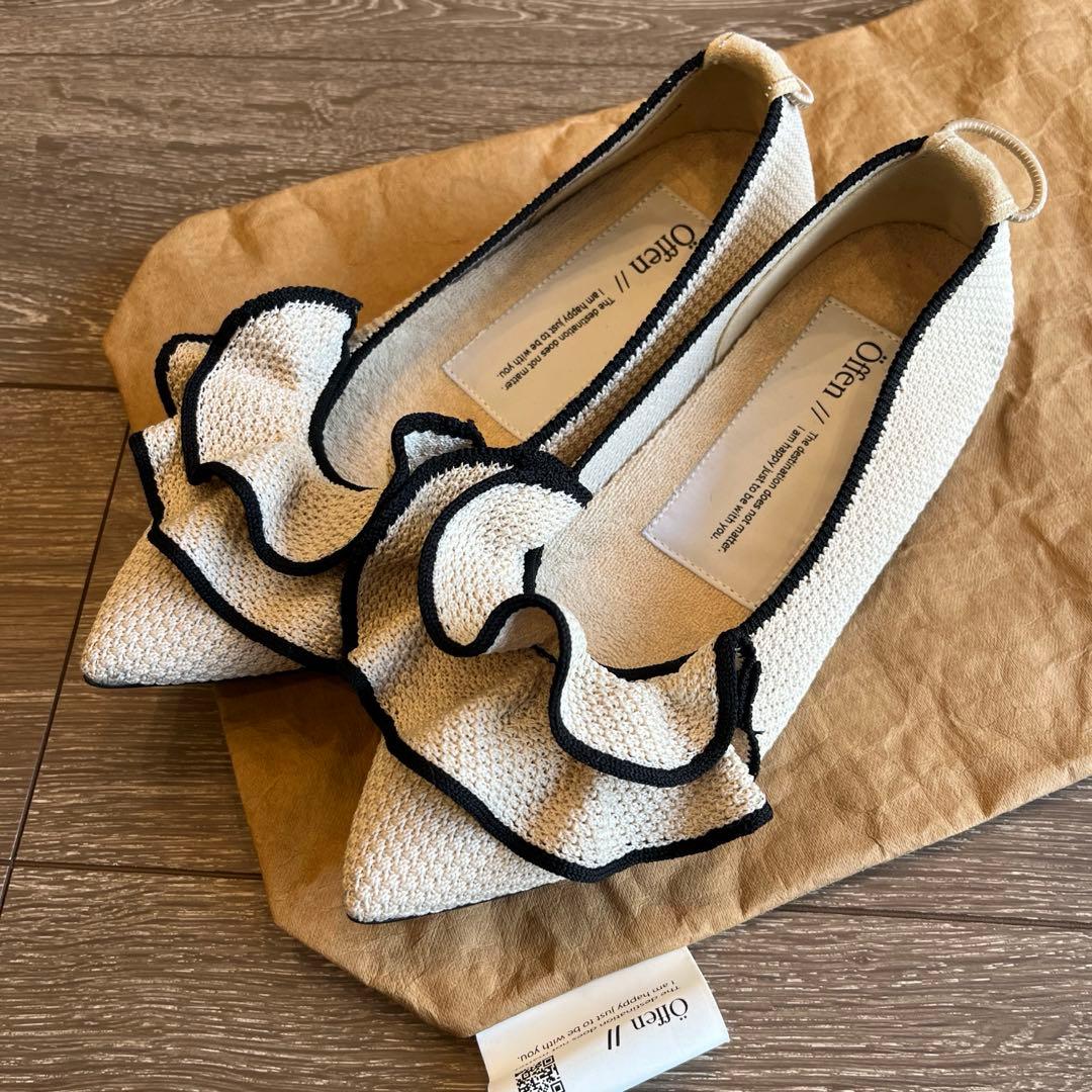 【新品未使用】offen オッフェン フラットシューズ ホワイトベージュ 37