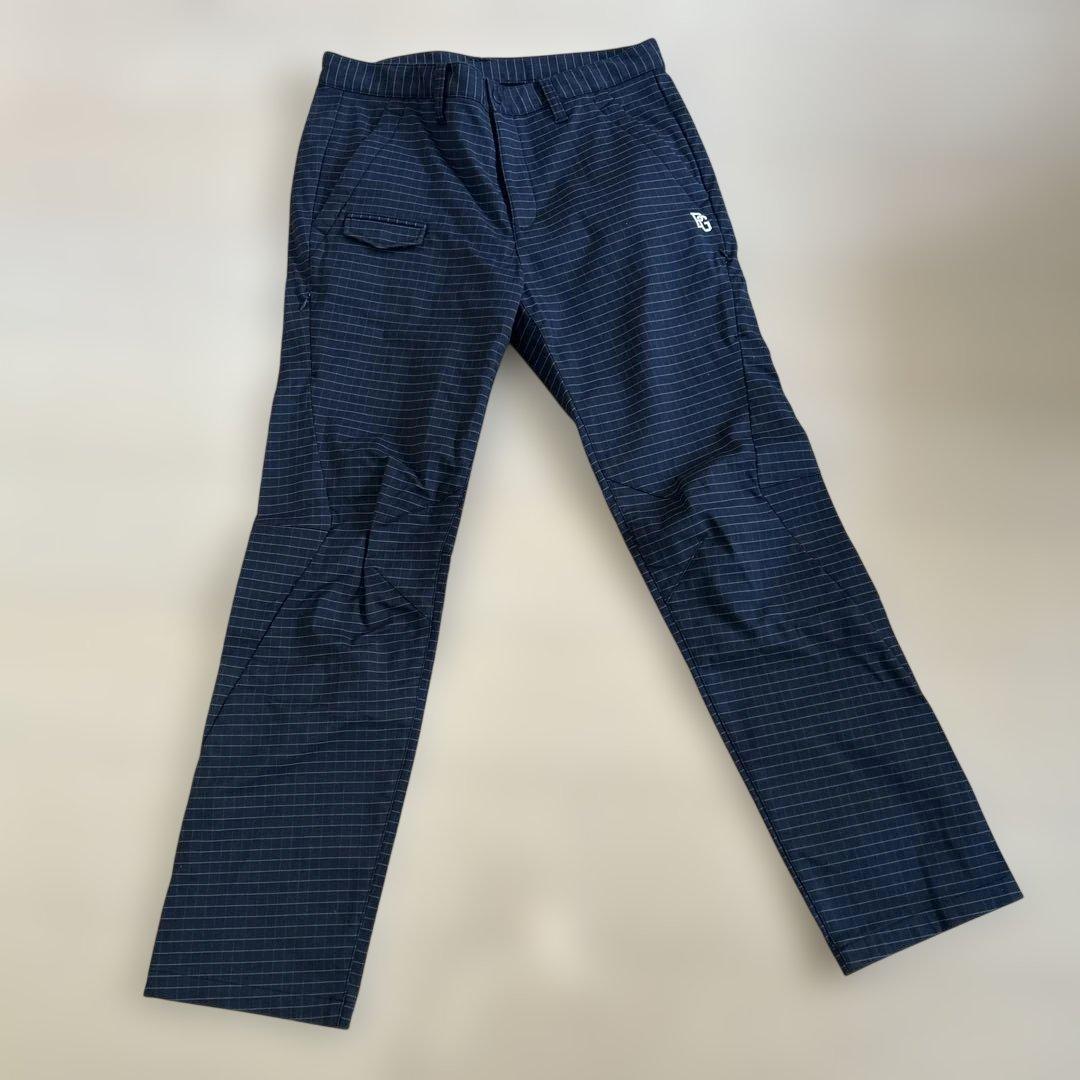 パーリーゲイツ　ネイビー チェック パンツ PGのロゴ