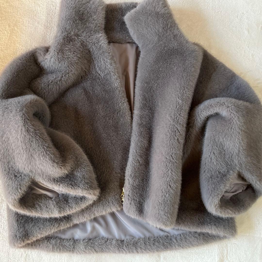 SUGARROSEミンクライクレッキス風ファー袖カットデザインジャケット