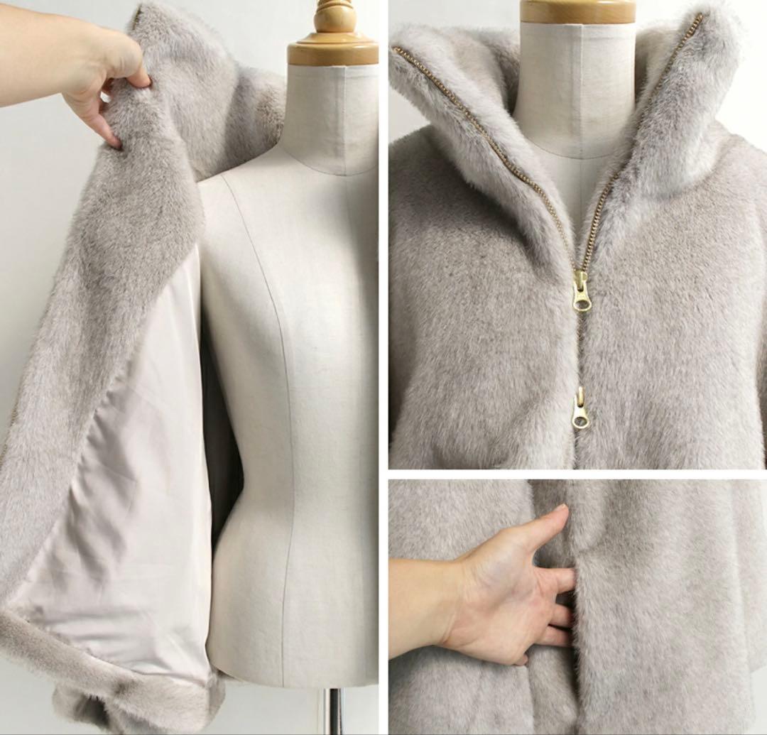 SUGARROSEミンクライクレッキス風ファー袖カットデザインジャケット