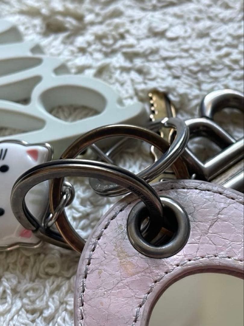 BALENCIAGA バレンシアガ ハート ミラー キーリング チャーム ピンク