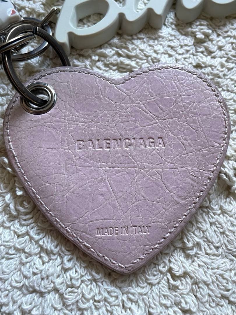 BALENCIAGA バレンシアガ ハート ミラー キーリング チャーム ピンク