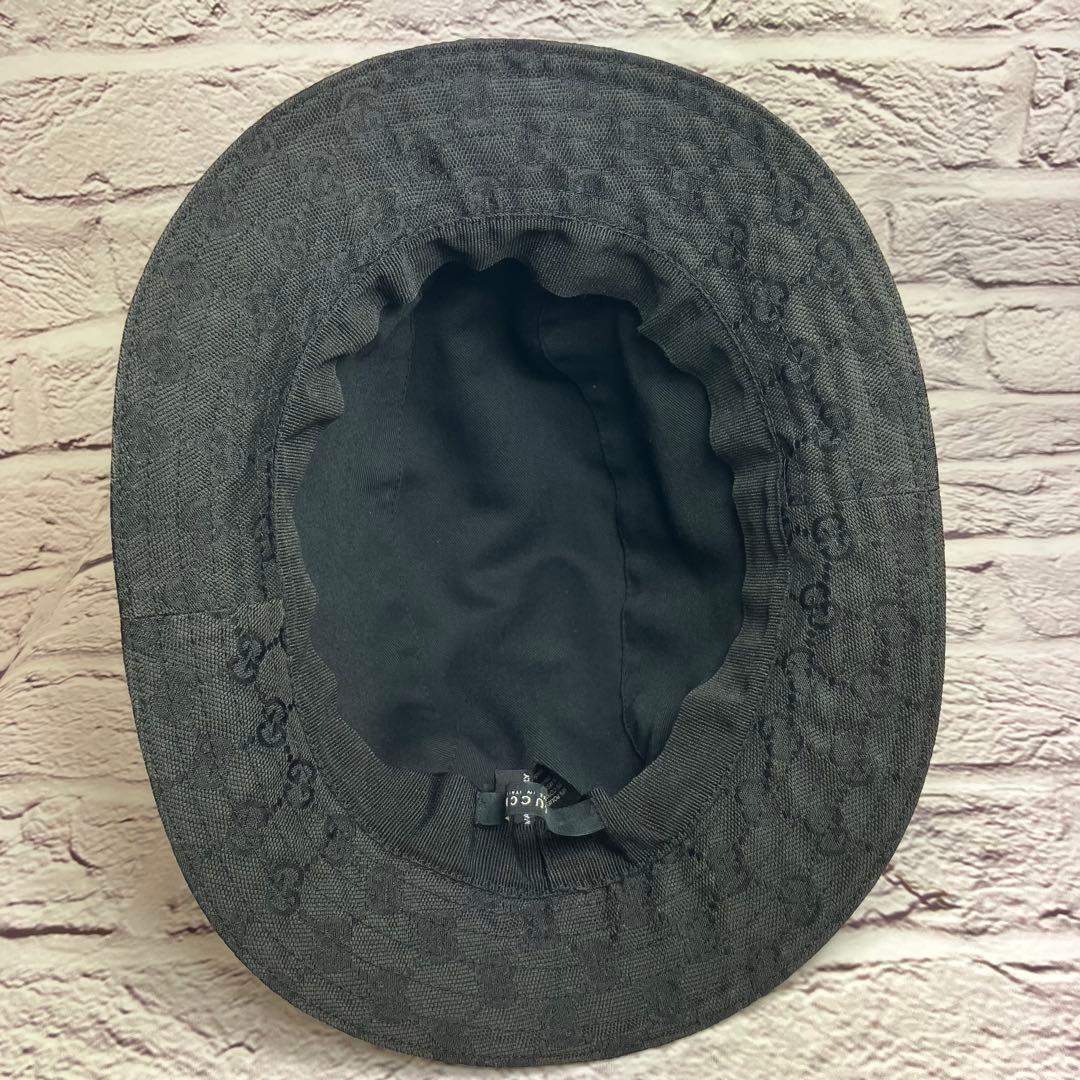 美品✨グッチ GUCCI GG柄 キャンバス バケットハット ブラック Lサイズ