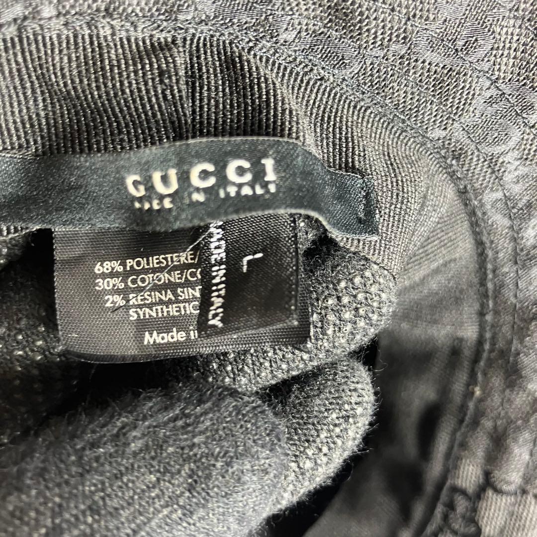 美品✨グッチ GUCCI GG柄 キャンバス バケットハット ブラック Lサイズ