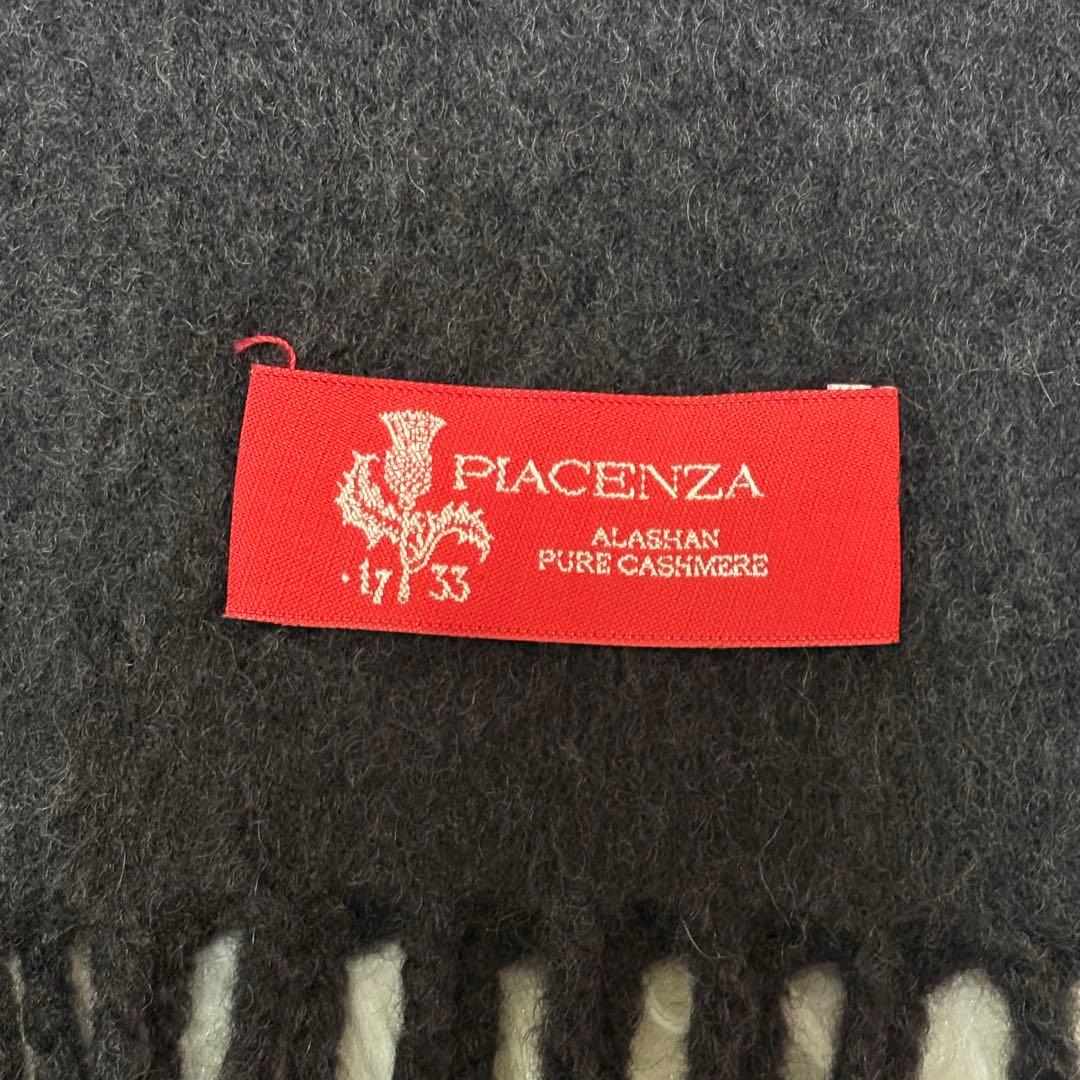 美品★PIACENZA カシミヤ100 マフラー チャコールグレー