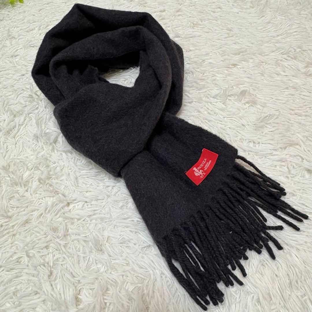 美品★PIACENZA カシミヤ100 マフラー チャコールグレー