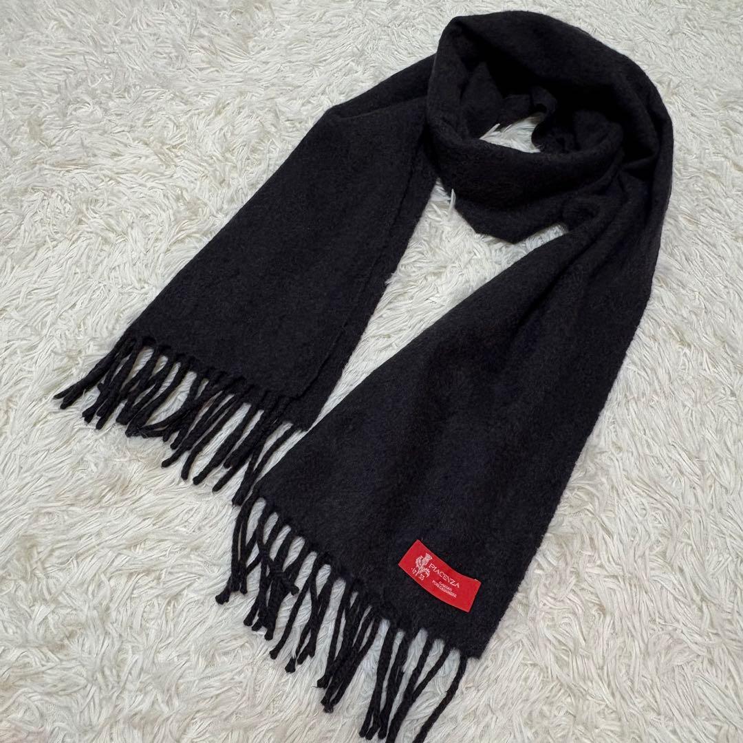美品★PIACENZA カシミヤ100 マフラー チャコールグレー