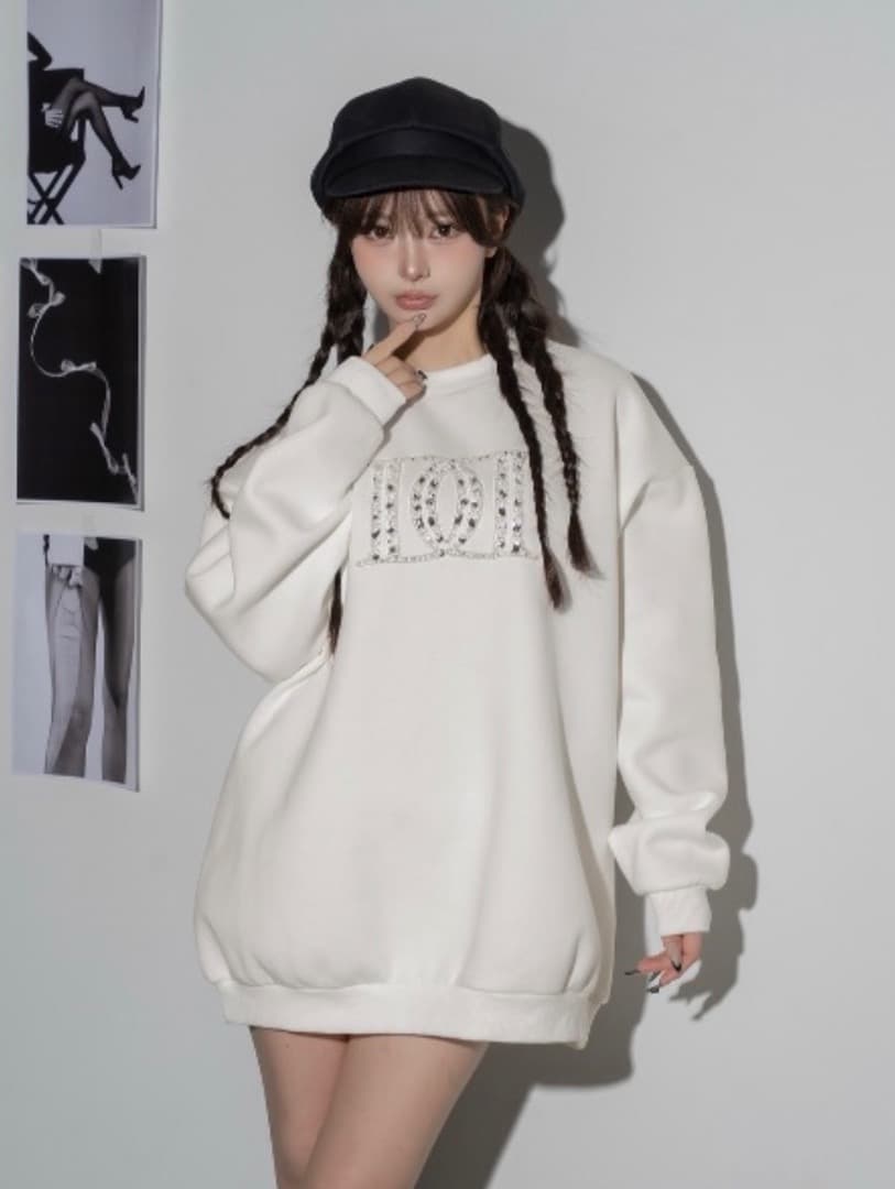 ダーリッチ　DDロゴビジュースウェットプルオーバー　ホワイト　Darich